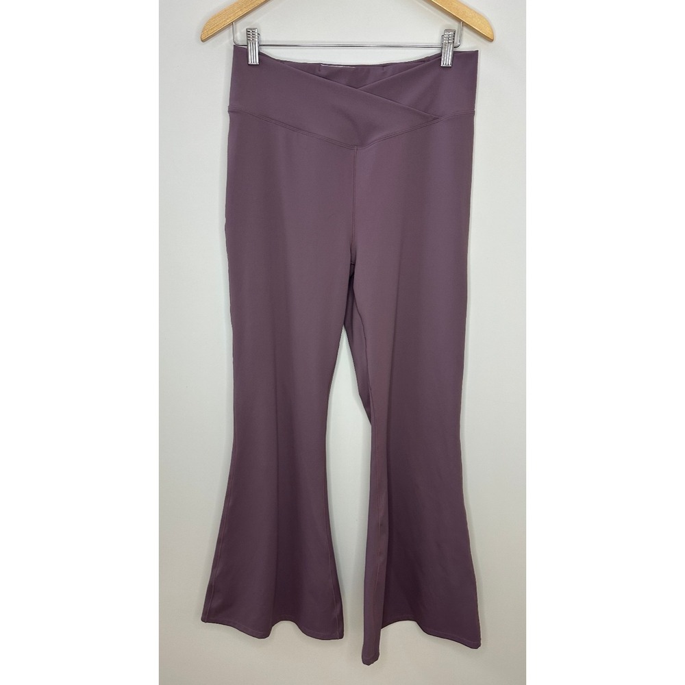 Halara DayStretch High Waisted Crossover Pocket Flare Leggings XL Purple Pants - Picture 4 of 12